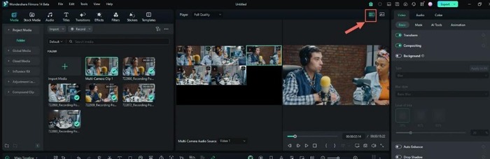 filmora simultaneous multi camera view