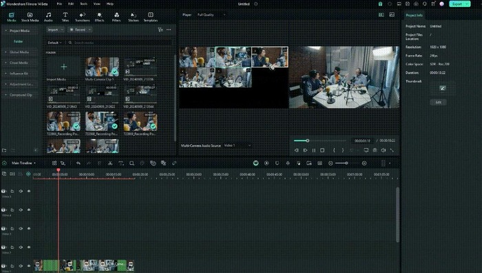 filmora create and edit multicam clips
