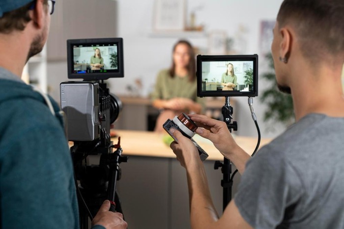 cameras recording a presenter example
