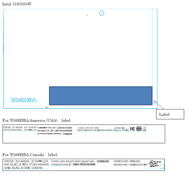 FCC document for the Toshiba Portege Z20