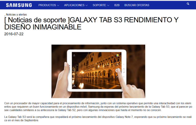 The Samsung Galaxy Tab S3 Mention From Samsung Colombia