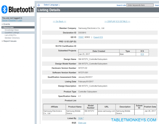 Samsung Galaxy TabPro S2 SM-W727 Leak Rumor
