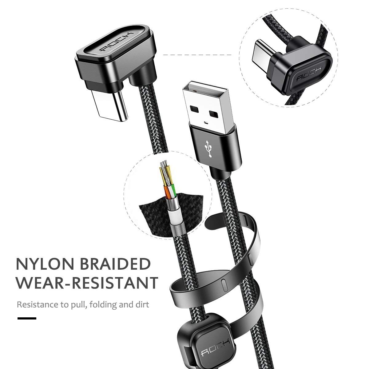180 Degree U-Shaped USB C Cable Hides Cable On Back Of Tablets / Phones