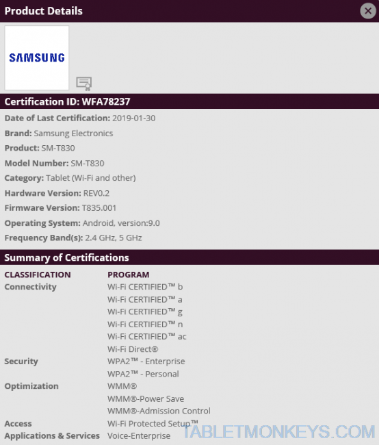 Samsung Galaxy Tab S4 Android 9.0 Pie Update