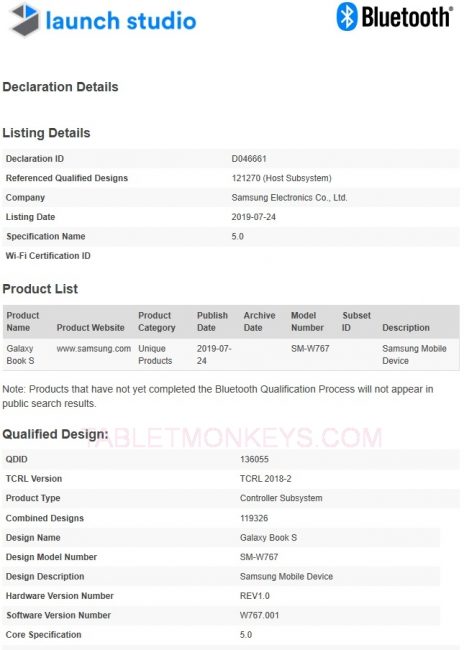 Samsung Galaxy Book S SM-W767