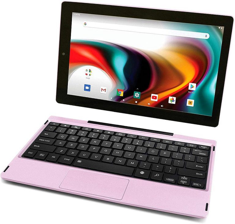 RCA 11 Delta Pro - pink tablet with Android and keyboard
