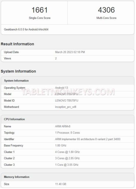 Lenovo Tab Extreme benchmarks