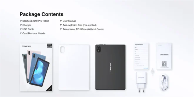 Custodia Pieghevole In Similpelle Per Doogee U10 E U10 Pro 10.1” – Con Supporto, Cinturino E Portapenne