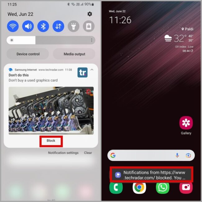 How to Stop Notifications From Samsung Internet Browser