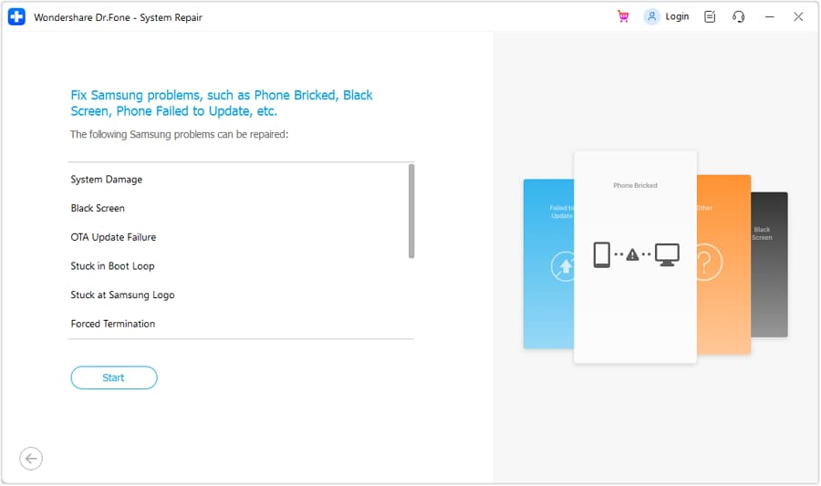 Dr.Fone auto-identifies your phone brand
