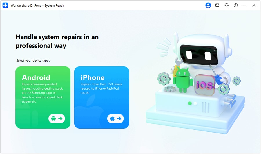Install Dr.Fone on your PC or Mac, then open the Toolbox and select System Repair