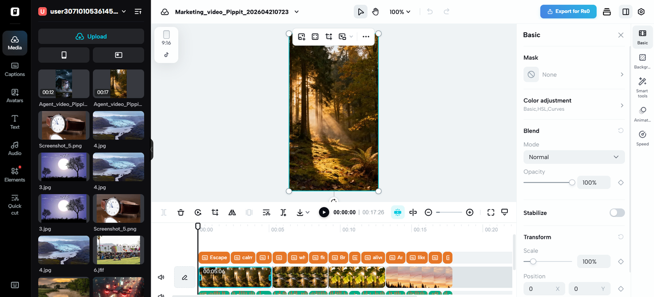 Add background music or refine visuals to match your style