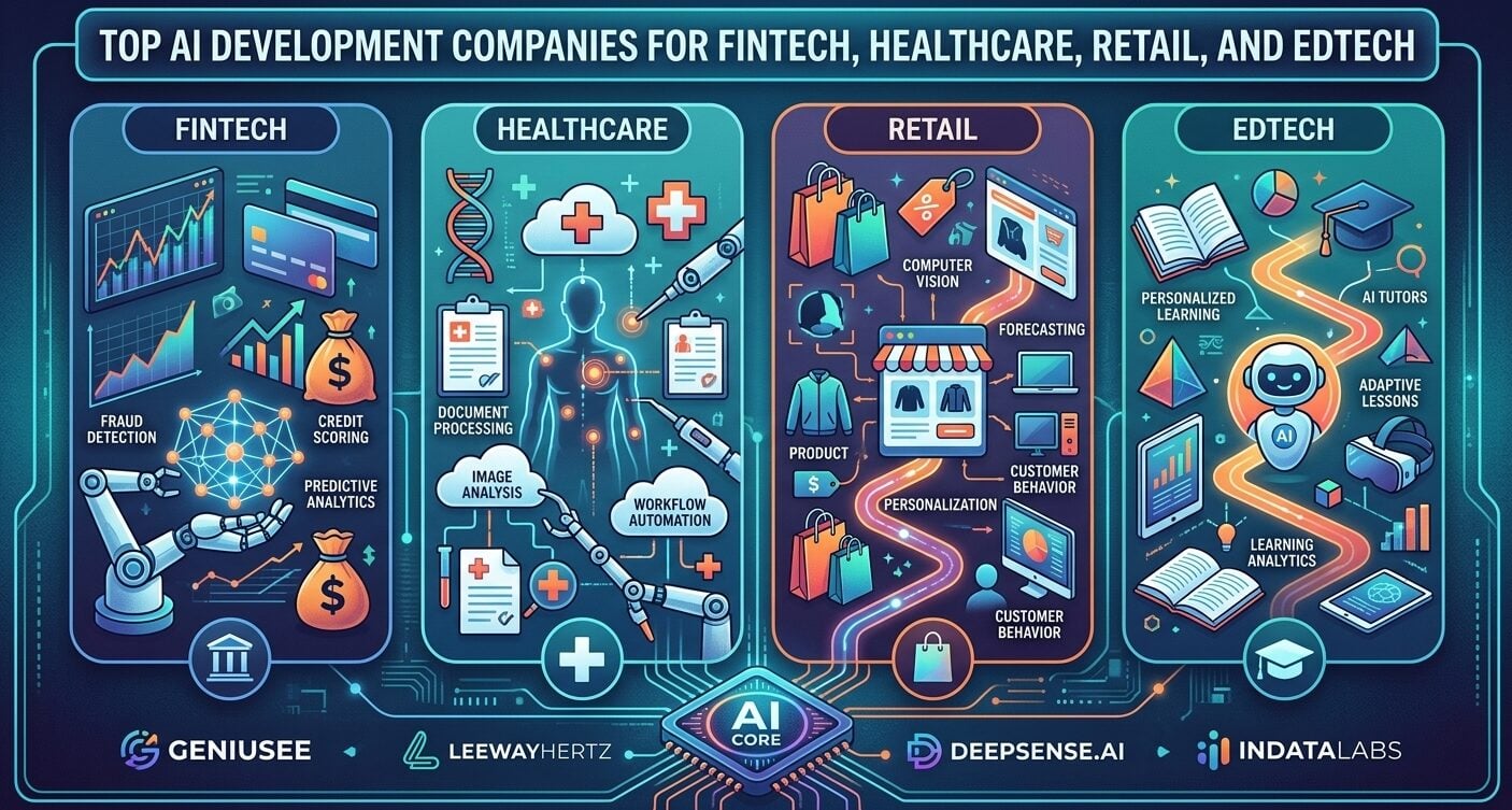 Top AI Development Companies for FinTech, Healthcare, Retail, and EdTech